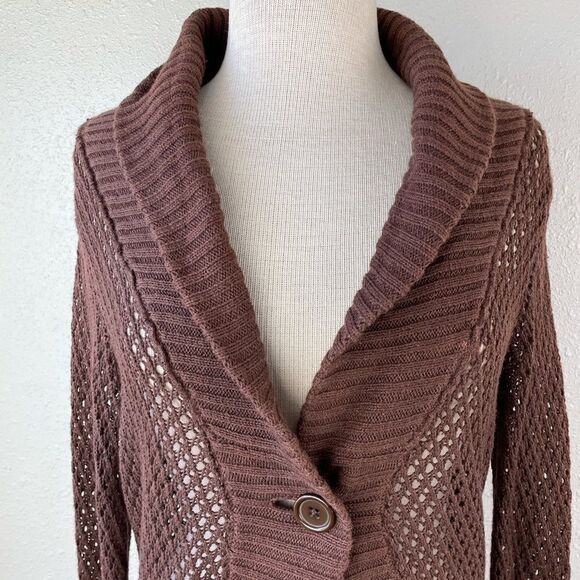 Style & Co. Brown Loose Knit Cardigan Sweater Top Size M EUC - Picture 2 of 6